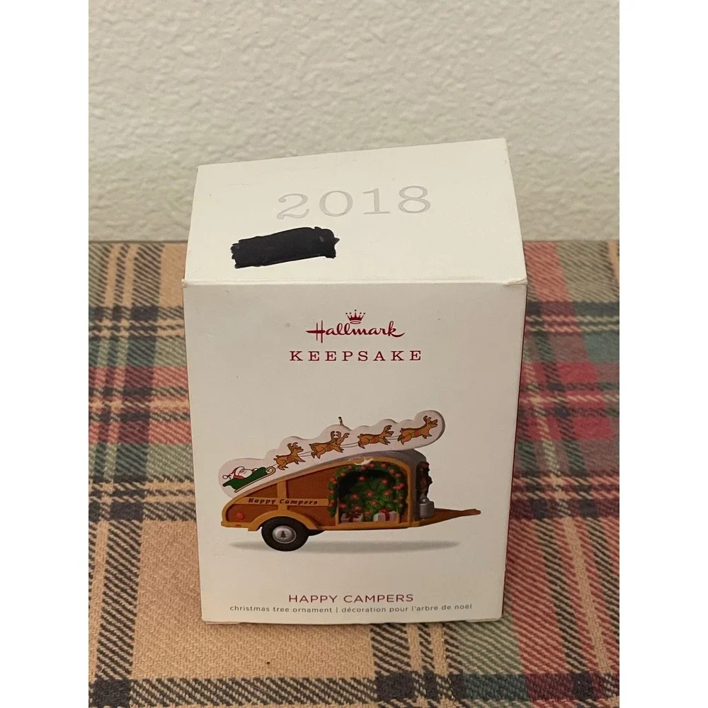 Hallmark Keepsake Happy‎ Campers Ornament 2018 Brown Excellent Teardrop Trailer